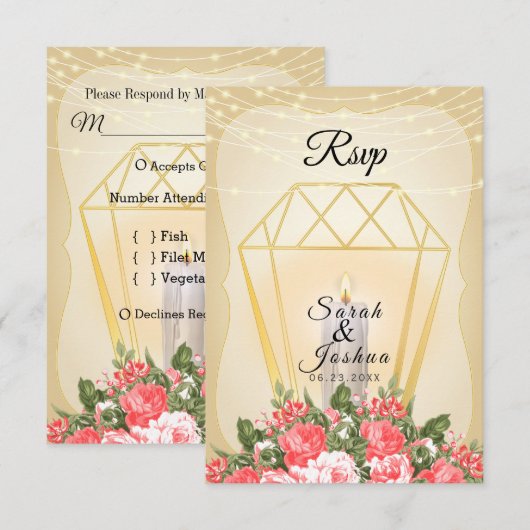 RSVP - Lanterne dorée et fleurs de corail (Devant / Derrière)