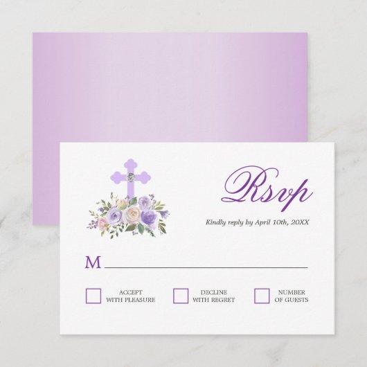RSVP Lavande Florale Première Communion Sainte (Devant / Derrière)
