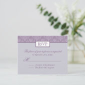RSVP - Lavender Damask Reply Cartes (Debout devant)