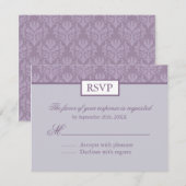 RSVP - Lavender Damask Reply Cartes (Devant / Derrière)