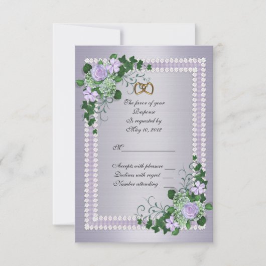RSVP Lavender rozen Kaartje (Voorkant)
