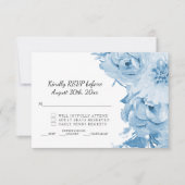 RSVP Lichtblauw en Witte Waterverf Bloem Bruiloft Kaart (Voorkant)