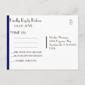 RSVP - Lichten op blauwe bomen Uitnodiging Briefkaart (Achterkant)