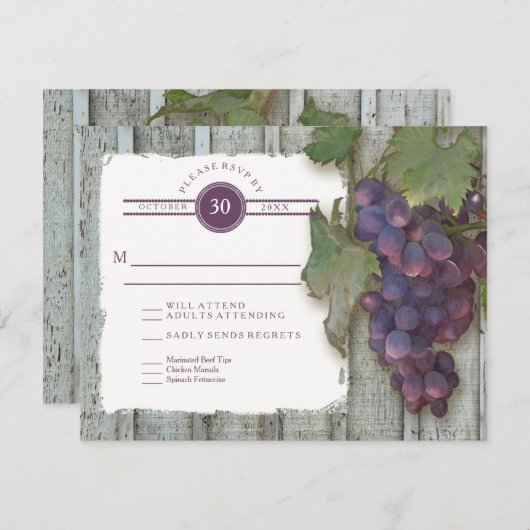 RSVP Maaltijdmenu Opties Hout n Wijngaard (Voorkant / Achterkant)