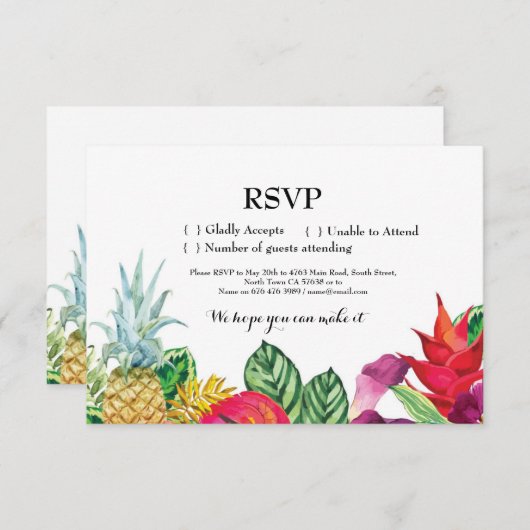 RSVP Mariage Aloha Cartes Tropicales Invitations L (Devant / Derrière)