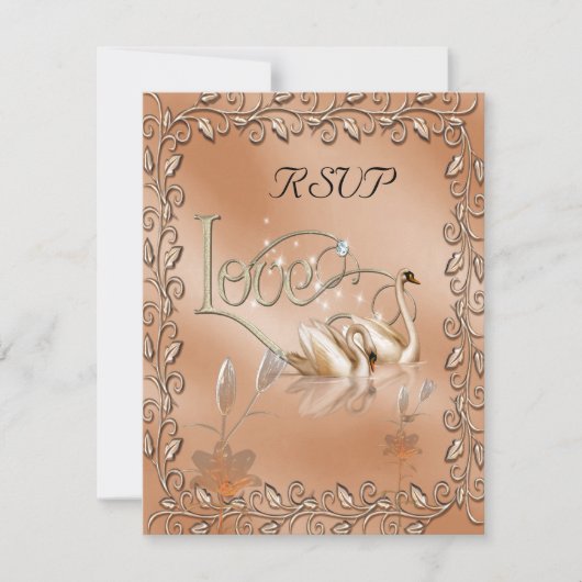 Rsvp Mariage Amour Cygnes Floral (Devant)