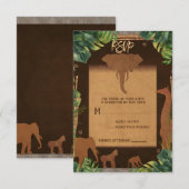 RSVP mariage animaux de la jungle Safari marron (Devant / Derrière)