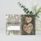 RSVP Mariage Arbre Rustique | Guirlande de Lumière (Debout devant)