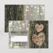 RSVP Mariage Arbre Rustique | Guirlande de Lumière (Devant / Derrière)