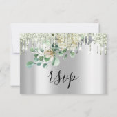 RSVP Mariage Argent Paillettes Menthe Gree Drips (Dos)