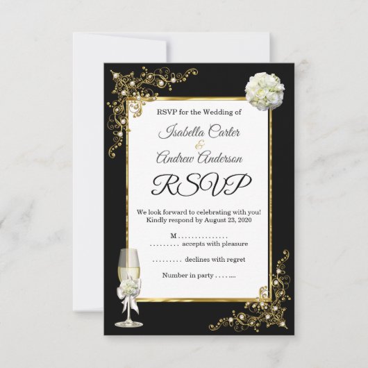 RSVP Mariage Black Champagne Gold Pearl (Devant)