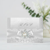 RSVP Mariage Blanc Perle Lace Damassé Diamant (Debout devant)