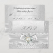 RSVP Mariage Blanc Perle Lace Damassé Diamant (Devant / Derrière)