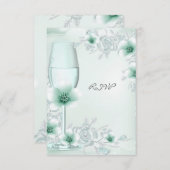RSVP Mariage Blossoms Rose Floral Mint Green (Devant / Derrière)