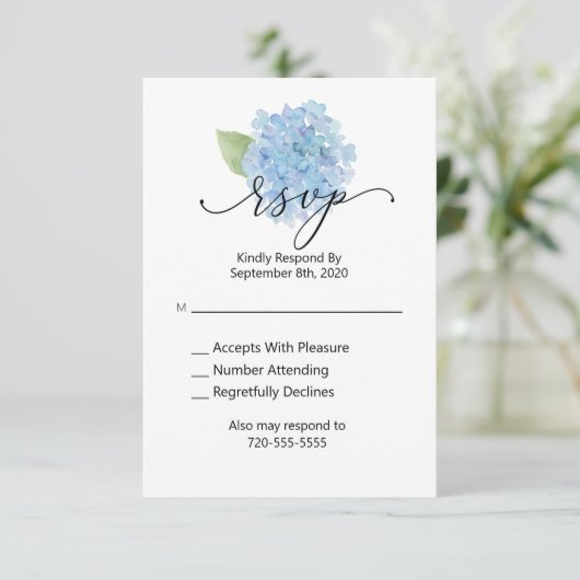 RSVP Mariage Blue Hydrangea (Debout devant)