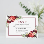 RSVP Mariage Bohème Floral Aquarelle Bourgogne (Debout devant)