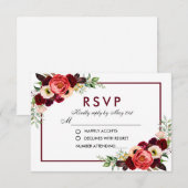 RSVP Mariage Bohème Floral Aquarelle Bourgogne (Devant / Derrière)