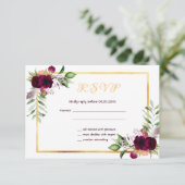 RSVP mariage bohème florales bohème bordeaux blanc (Debout devant)