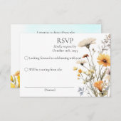 RSVP mariage botanique fleur sauvage jaune thème (Devant / Derrière)