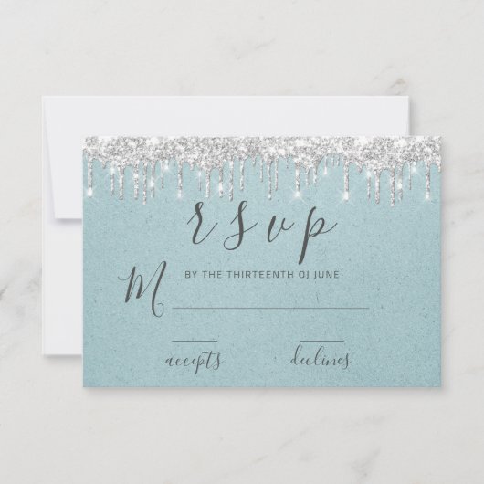 RSVP Mariage Bridal ShowerGris Drips d'eau argenté (Devant)
