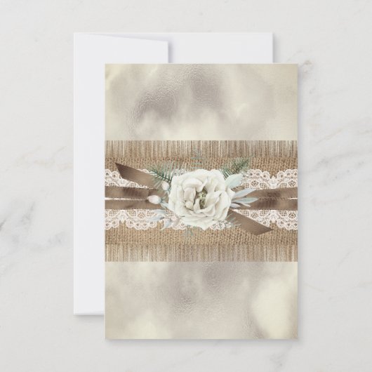RSVP Mariage Burlap Beige Blanc Rose Lace Bow (Dos)