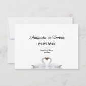 RSVP mariage carte blanche couple de cygne blanc é (Dos)