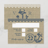 RSVP mariage Chevron Ancre Nautique (Devant / Derrière)