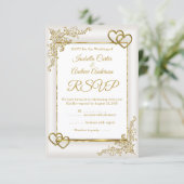 RSVP Mariage Cream Vintage Coeurs d'or blanc (Debout devant)