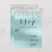 RSVP Mariage de gouttes d'eau en argent gris-noir  (Devant / Derrière)