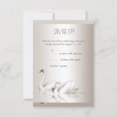 RSVP Mariage Élégant Cygnes Damassé Crème Blanc (Dos)