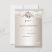 RSVP Mariage Élégant Damask Crème Blanc Champagne (Dos)