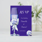 RSVP Mariage Élégant Fleurs de Roses Argentées Ble (Debout devant)