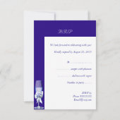 RSVP Mariage Élégant Fleurs Roses Argentées Bleu M (Dos)