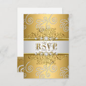 RSVP Mariage Elegant Or Silver Diamant Dentelle Or (Devant / Derrière)