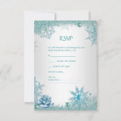 RSVP Mariage Élégant Paillettes Bleu Canard Roses (Dos)