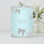 RSVP Mariage Élégant Paillettes Turquoise Argenté (Debout devant)
