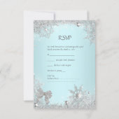 RSVP Mariage Élégant Paillettes Turquoise Argenté (Dos)