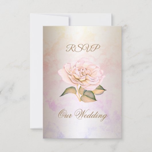 RSVP Mariage Élégant Rose Marbre Rose Crème (Devant)