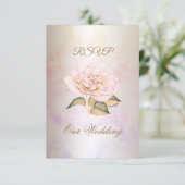 RSVP Mariage Élégant Rose Marbre Rose Crème (Debout devant)