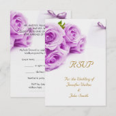 RSVP Mariage Élégant Roses Blanches Violettes Colo (Devant / Derrière)