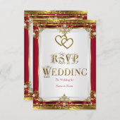 RSVP Mariage Elegant Rouge Or Blanc Or Or (Devant / Derrière)