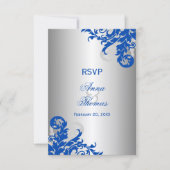 RSVP Mariage Fleurie Bleu Royal et Argent (Devant)
