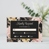 RSVP Mariage Fleurs de Boho Noires et Oiseaux (Debout devant)