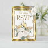 RSVP Mariage Golden White Rose Champagne Gold (Debout devant)