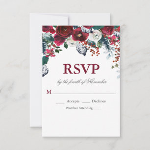 RSVP mariage hivernal floral bordeaux