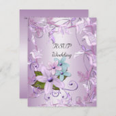 RSVP Mariage Mauve Floral Pourpre (Devant / Derrière)