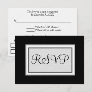 RSVP Mariage Noir Blanc Gris Argent