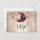 RSVP Mariage Pailleté Rose Doré Dégoulinant Bourgo (Dos)