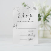 RSVP Mariage Parties scintillant Cadre Floral Gris (Debout devant)