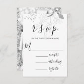 RSVP Mariage Parties scintillant cadre Floral Silv (Devant / Derrière)